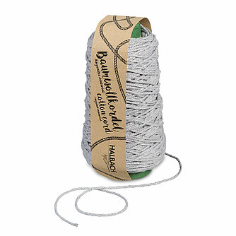 Halbach Baumwollkordel 2mm - grau (250g/ca. 150m) Artikelvorschau Baumwollkordel 2mm - grau (250g/ca. 150m)