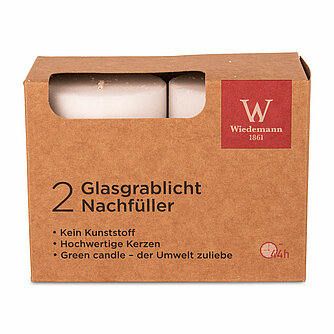 Wiedemann Nachfüller für Glas-Grablicht 85/57 mm (2er Pack) Artikelvorschau Nachfüller für Glas-Grablicht 85/57 mm (2er Pack)