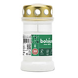 24 Bolsius Dauerbrenner Nr. 3 mit Deckel in der Größe 13,3x6,7cm in der Farbe Weiß.