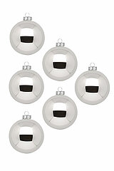 6 Christbaumkugeln von Inge Glas in der Größe 10x6cm in der Farbe Shiny Silver.