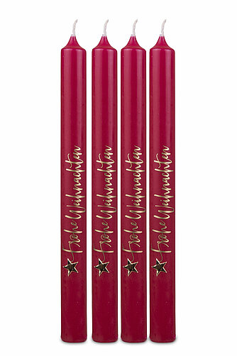 Richard Wenzel Stabkerzen-Set "Frohe Weihnachten" (4 Stück) Artikelvorschau Stabkerzen-Set "Frohe Weihnachten" (4 Stück)