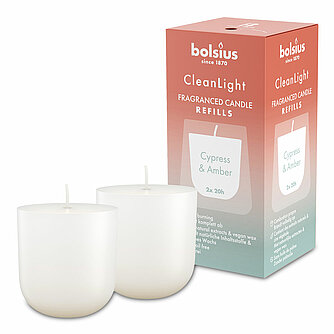 Bolsius Cleanlight Duftnachfüller (2er Pack) - Zypresse & Bernstein Artikelvorschau Cleanlight Duftnachfüller (2er Pack) - Zypresse & Bernstein