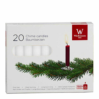 Wiedemann 20er Baumkerzen 96/13 mm durchgefärbt - weiß Artikelvorschau 20er Baumkerzen 96/13 mm durchgefärbt - weiß