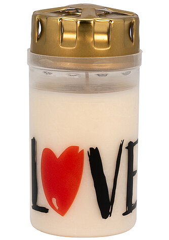 DecoLite Grabkerzen Nr. 3 mit Deckel & Motiv "LOVE" (6 Stück) Artikelvorschau Grabkerzen Nr. 3 mit Deckel & Motiv "LOVE" (6 Stück)