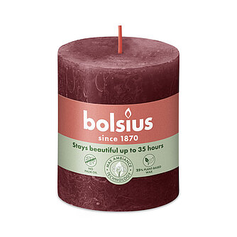 Bolsius Rustik Stumpenkerzen 80/68 mm - samtrot (1 Stück) Artikelvorschau Rustik Stumpenkerzen 80/68 mm - samtrot (1 Stück)