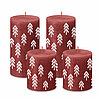 Ein Adventsset mit 4 Kerzen von Bolsius in der Farbe Zartes Rot in den Größen 8x8cm und 13x6,8cm.