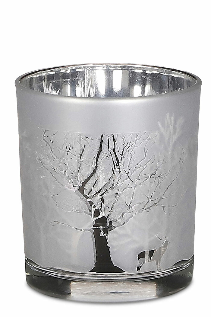 Ein Teelichthalter von Edelman in der Größe 10x9cm in der Farbe silber.