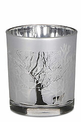 Ein Teelichthalter von Edelman in der Größe 10x9cm in der Farbe silber.